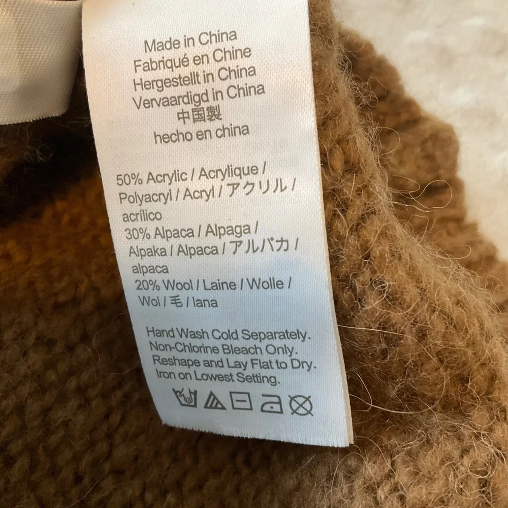 J. Crew Brown‎ Fuzzy Alpaca Wool Blend Button Shoulder Sweater Women's Large